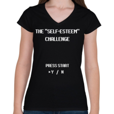PRINTFASHION The "Self-Esteem" Game - Női V-nyakú póló - Fekete női póló