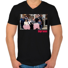 PRINTFASHION The Sopranos Cast - Férfi V-nyakú póló - Fekete
