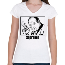 PRINTFASHION The Sopranos Tony - Női V-nyakú póló - Fehér női póló