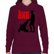 PRINTFASHION The walking dad - Női kapucnis pulóver - Bordó női pulóver, kardigán