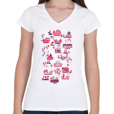 PRINTFASHION The walking dead map - Női V-nyakú póló - Fehér női póló