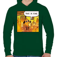 PRINTFASHION This is fine - Férfi kapucnis pulóver - Sötétzöld férfi pulóver, kardigán