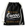 PRINTFASHION THIS QUEEN WAS BORN IN FEBRUARY - Sportzsák, Tornazsák - Fekete