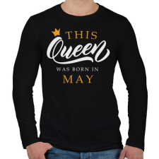 PRINTFASHION THIS QUEEN WAS BORN IN MAY - Férfi hosszú ujjú póló - Fekete férfi póló