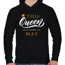 PRINTFASHION THIS QUEEN WAS BORN IN MAY - Férfi kapucnis pulóver - Fekete férfi pulóver, kardigán