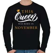 PRINTFASHION THIS QUEEN WAS BORN IN NOVEMBER - Férfi pulóver - Fekete férfi pulóver, kardigán