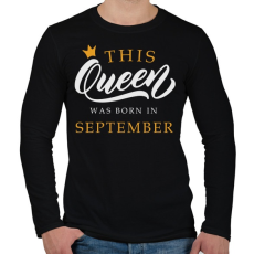 PRINTFASHION THIS QUEEN WAS BORN IN SEPTEMBER - Férfi hosszú ujjú póló - Fekete