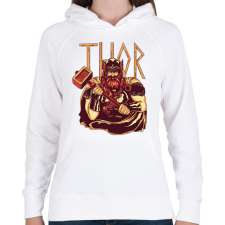 PRINTFASHION Thor - Női kapucnis pulóver - Fehér női pulóver, kardigán