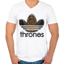 PRINTFASHION Thrones - Férfi V-nyakú póló - Fehér férfi póló