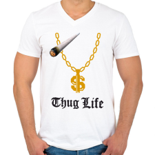 PRINTFASHION Thug Life 2 - Férfi V-nyakú póló - Fehér férfi póló