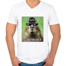 PRINTFASHION Thug Life Capybara - Férfi V-nyakú póló - Fehér