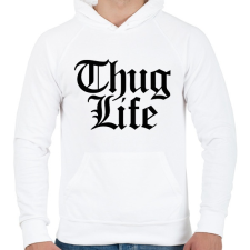 PRINTFASHION Thug Life - Férfi kapucnis pulóver - Fehér férfi pulóver, kardigán