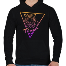 PRINTFASHION Tiger - Férfi kapucnis pulóver - Fekete férfi pulóver, kardigán