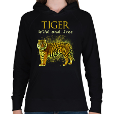 PRINTFASHION tiger wild and free - Női kapucnis pulóver - Fekete női pulóver, kardigán