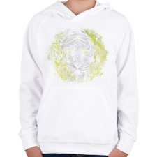PRINTFASHION Tigris a fűben - Gyerek kapucnis pulóver - Fehér gyerek pulóver, kardigán