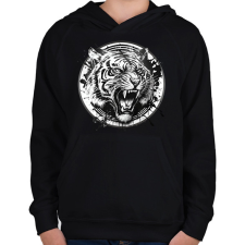 PRINTFASHION Tigris black and white - Gyerek kapucnis pulóver - Fekete gyerek pulóver, kardigán