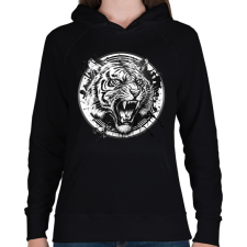 PRINTFASHION Tigris black and white - Női kapucnis pulóver - Fekete női pulóver, kardigán