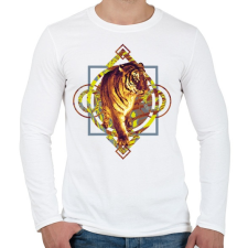 PRINTFASHION Tigris - Férfi hosszú ujjú póló - Fehér férfi póló