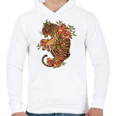 PRINTFASHION tigris - Férfi kapucnis pulóver - Fehér