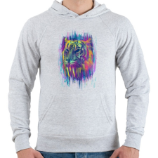 PRINTFASHION Tigris - Férfi kapucnis pulóver - Sport szürke férfi pulóver, kardigán