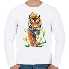 PRINTFASHION Tigris - Férfi pulóver - Fehér