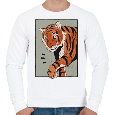 PRINTFASHION Tigris - Férfi pulóver - Fehér