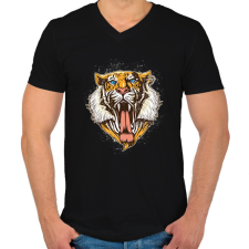 PRINTFASHION Tigris - Férfi V-nyakú póló - Fekete férfi póló