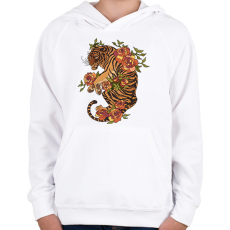 PRINTFASHION tigris - Gyerek kapucnis pulóver - Fehér