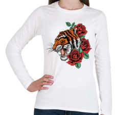 PRINTFASHION tigris - Női hosszú ujjú póló - Fehér női póló