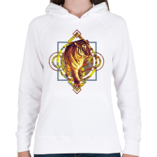 PRINTFASHION Tigris - Női kapucnis pulóver - Fehér női pulóver, kardigán