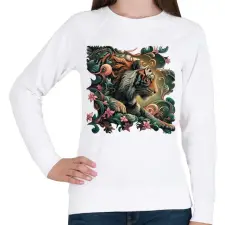 PRINTFASHION Tigris - Női pulóver - Fehér női pulóver, kardigán