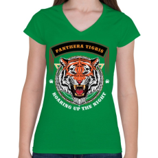 PRINTFASHION Tigris - Női V-nyakú póló - Zöld