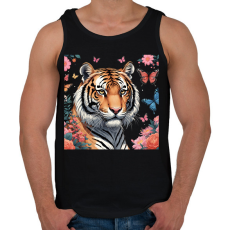PRINTFASHION tigris pillangókkal és virágokkal - Férfi atléta - Fekete