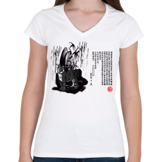 PRINTFASHION tigrises kép - Női V-nyakú póló - Fehér