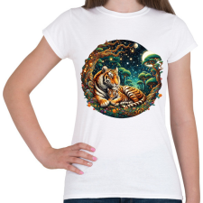 PRINTFASHION Tigrismama a kölykével - Női póló - Fehér női póló