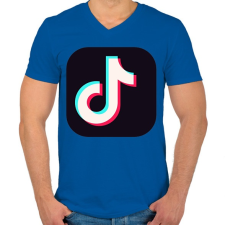 PRINTFASHION Tik Tok App - Férfi V-nyakú póló - Királykék férfi póló
