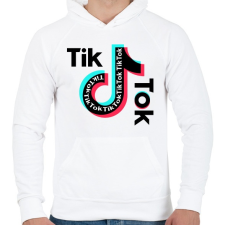 PRINTFASHION Tik Tok - Férfi kapucnis pulóver - Fehér férfi pulóver, kardigán