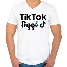 PRINTFASHION Tik Tok Függő - Férfi V-nyakú póló - Fehér