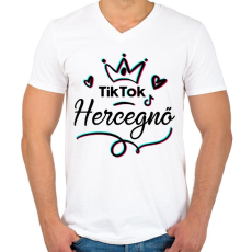 PRINTFASHION Tik Tok Hercegnő - Férfi V-nyakú póló - Fehér