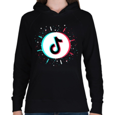 PRINTFASHION Tik Tok logo - Női kapucnis pulóver - Fekete női pulóver, kardigán