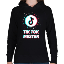 PRINTFASHION Tik Tok Mester - Női kapucnis pulóver - Fekete női pulóver, kardigán
