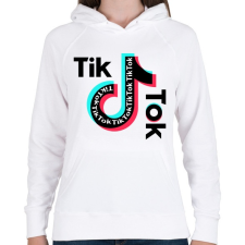 PRINTFASHION Tik Tok - Női kapucnis pulóver - Fehér női pulóver, kardigán