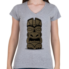 PRINTFASHION Tiki - Női V-nyakú póló - Sport szürke