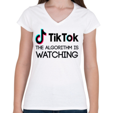 PRINTFASHION tiktok2 - Női V-nyakú póló - Fehér