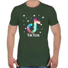 PRINTFASHION Tiktok fehér szivecskékkel - Férfi póló - Katonazöld férfi póló
