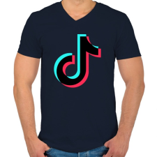 PRINTFASHION Tiktok fekete - Férfi V-nyakú póló - Sötétkék férfi póló