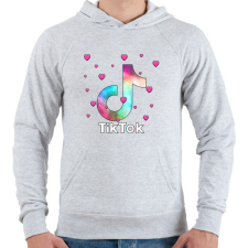 PRINTFASHION Tiktok szivecskékkel - Férfi kapucnis pulóver - Sport szürke férfi pulóver, kardigán