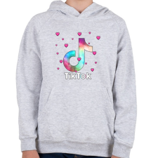 PRINTFASHION Tiktok szivecskékkel - Gyerek kapucnis pulóver - Sport szürke gyerek pulóver, kardigán