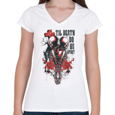 PRINTFASHION Til Death Do Us Apart skull - Női V-nyakú póló - Fehér női póló