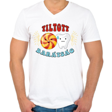 PRINTFASHION Tiltott barátság - Férfi V-nyakú póló - Fehér férfi póló